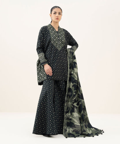 3 Piece - Embroidered Khaddar Suit