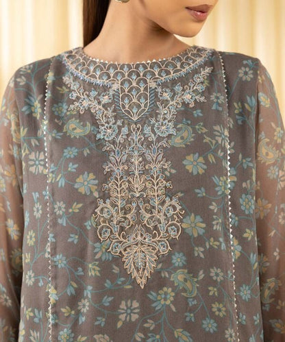 3 Piece - Embroidered Chiffon Suit (Unstitched)