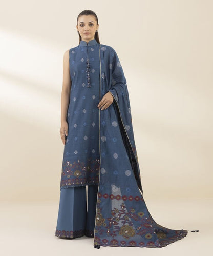 3 Piece - Jacquard Suit (Unstitched)