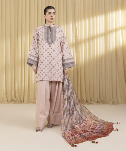 3 Piece - Jacquard Suit (Unstitched)