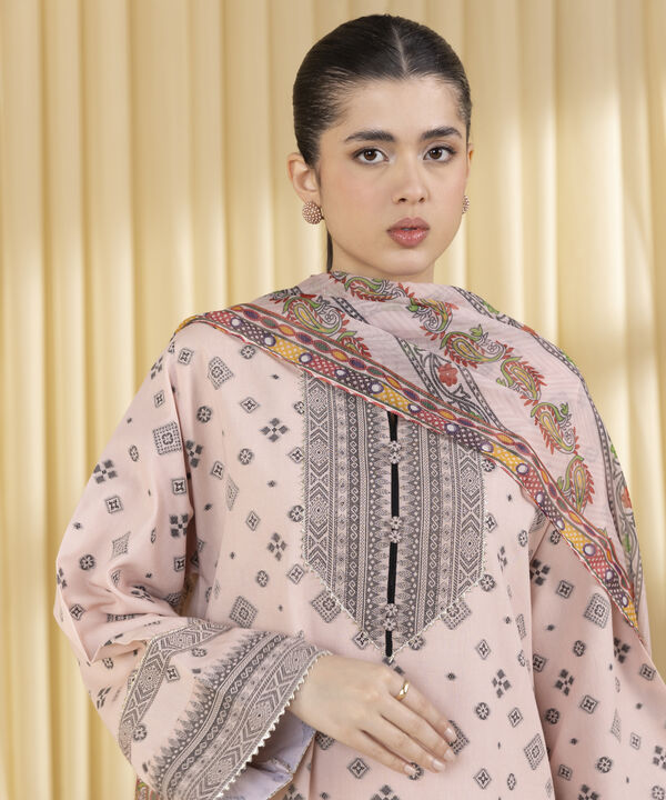 3 Piece - Jacquard Suit (Unstitched)