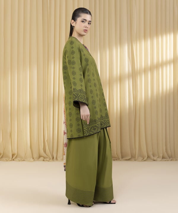 3 Piece - Jacquard Suit (Unstitched)