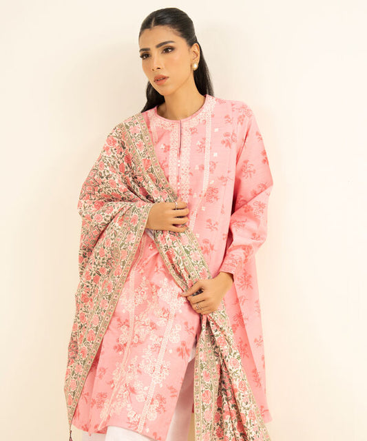 2 Piece - Embroidered Khaddar Suit