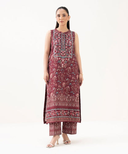 2 Piece - Embroidered Khaddar Suit