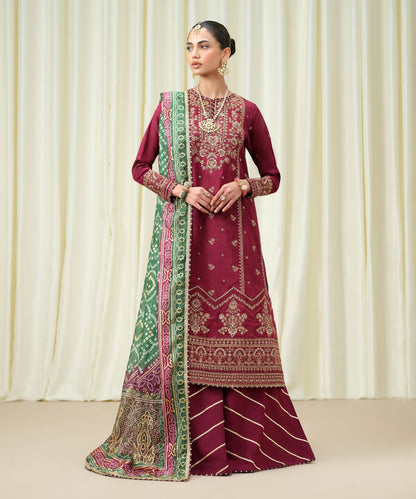 3 Piece - Embroidered Jacquard Suit