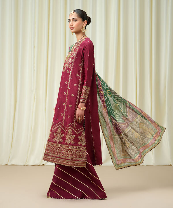 3 Piece - Embroidered Jacquard Suit