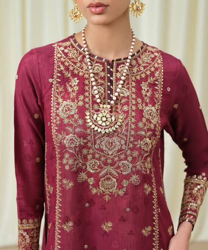 3 Piece - Embroidered Jacquard Suit