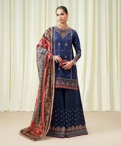 3 Piece - Embroidered Jacquard Suit