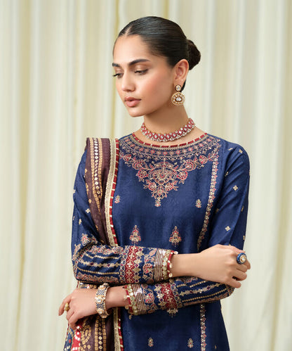 3 Piece - Embroidered Jacquard Suit