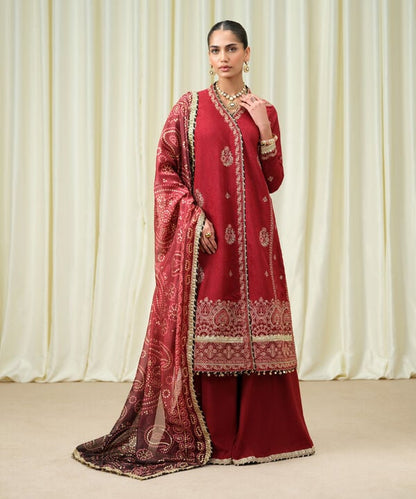 3 Piece - Embroidered Jacquard Suit