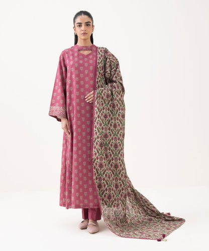 3 Piece - Printed Khaddar Suit