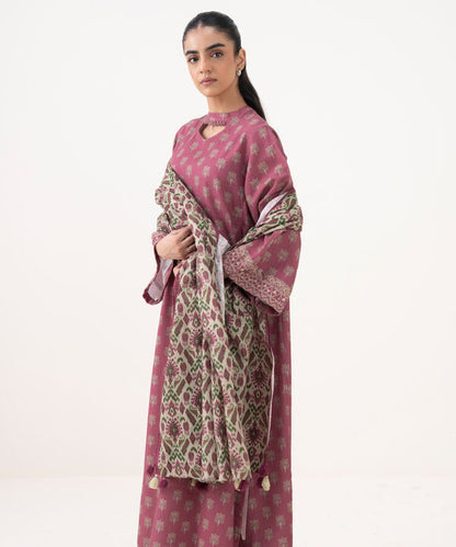 3 Piece - Printed Khaddar Suit