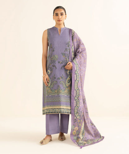 3 Piece - Printed Light Khaddar Suit