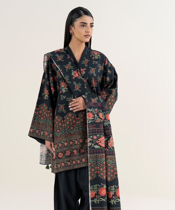3 Piece - Printed Khaddar Suit