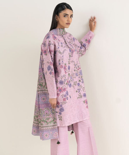 3 Piece - Printed Khaddar Suit