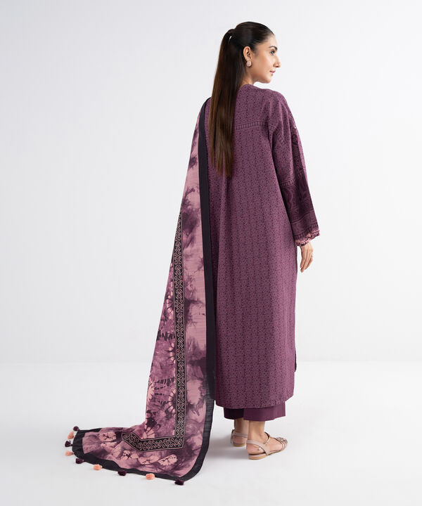 3 Piece - Printed Light Khaddar  Suit