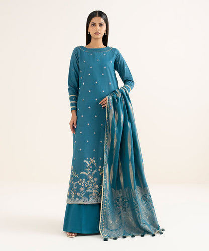 3 Piece - Embroidered Zari Khaddar Suit