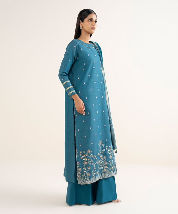 3 Piece - Embroidered Zari Khaddar Suit