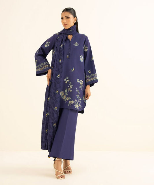 3 Piece - Embroidered Khaddar Suit
