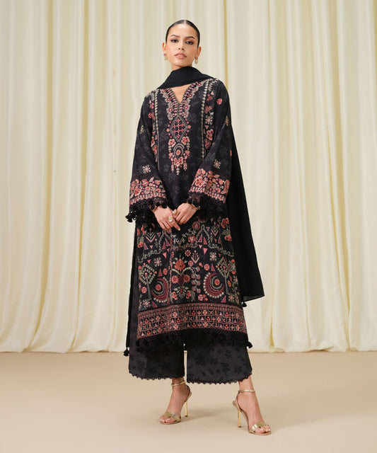 3 Piece - Embroidered Twill Suit