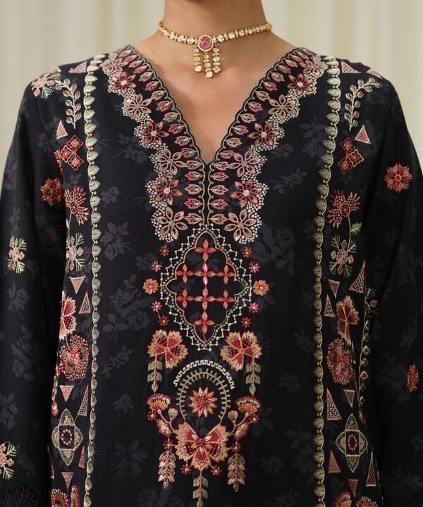 3 Piece - Embroidered Twill Suit