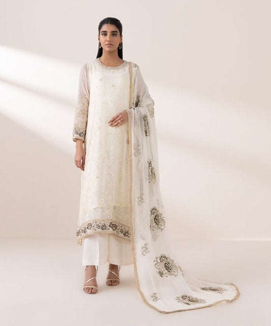 3 Piece - Embroidered Jacquard Suit (Stitched)