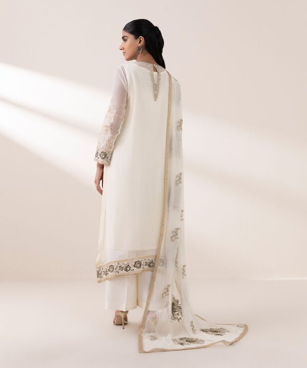 3 Piece - Embroidered Jacquard Suit (Stitched)