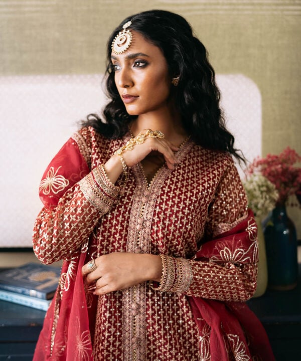 3 Piece - Embroidered Organza Suit (Stitched)