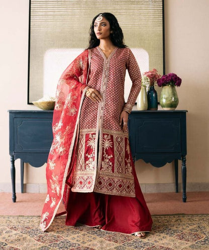 3 Piece - Embroidered Organza Suit (Stitched)