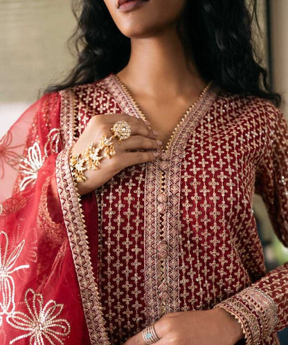 3 Piece - Embroidered Organza Suit (Stitched)