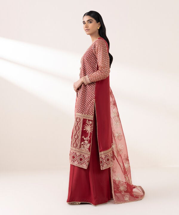 3 Piece - Embroidered Organza Suit (Stitched)