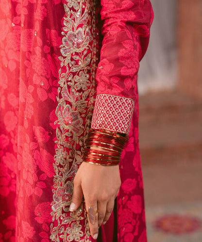 2 Piece - Embroidered Raw Silk Suit (Stitched)