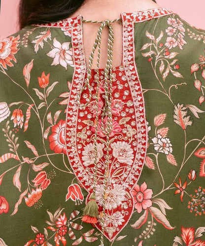 2 Piece - Embroidered Raw Silk Suit (Stitched)