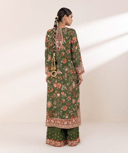 2 Piece - Embroidered Raw Silk Suit (Stitched)