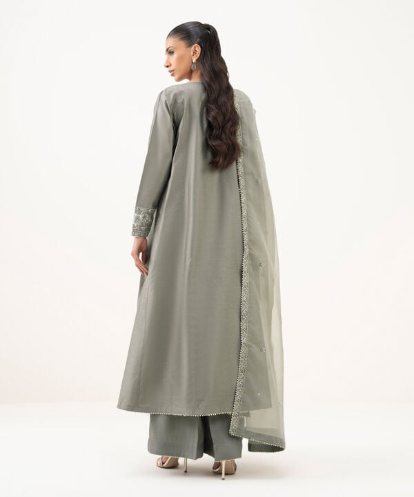 3 Piece - Embroidered Cotton Net Suit