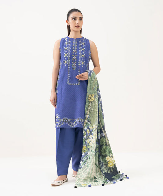 3 Piece - Embroidered Khaddar Suit