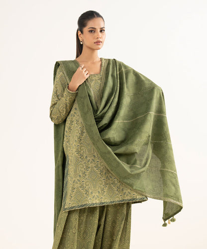 3 Piece - Embroidered Crosshatch Suit