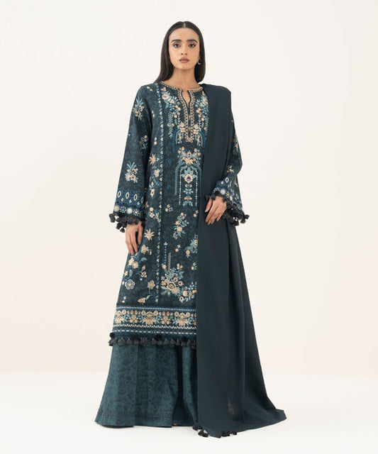 3 Piece - Embroidered Twill Suit