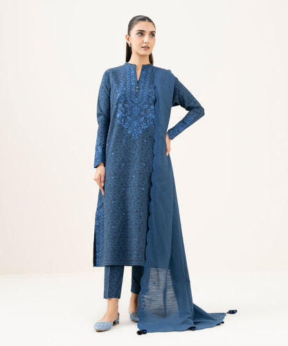 3 Piece - Embroidered Khaddar Suit