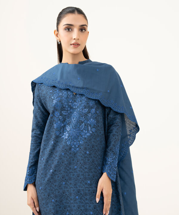 3 Piece - Embroidered Khaddar Suit