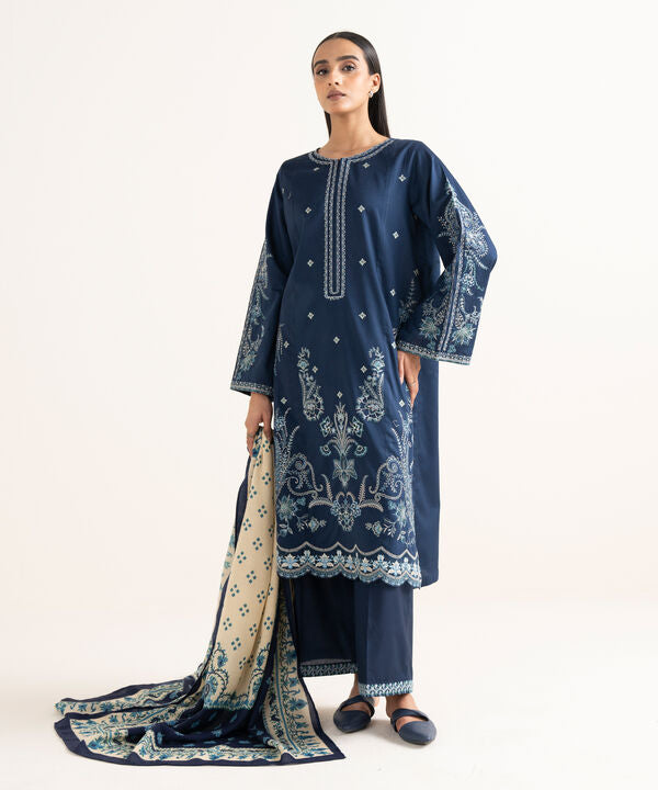 3 Piece - Embroidered Twill Suit