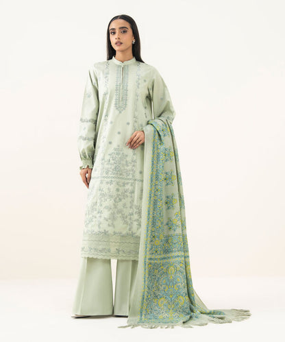 3 Piece - Embroidered Khaddar Suit