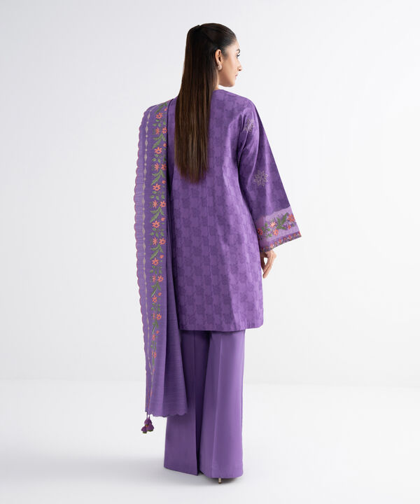 3 Piece - Embroidered Cotton Jacquard Suit