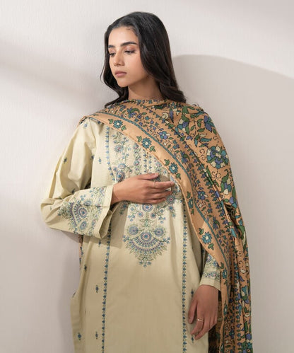 2 Piece - Embroidered Cotton Suit