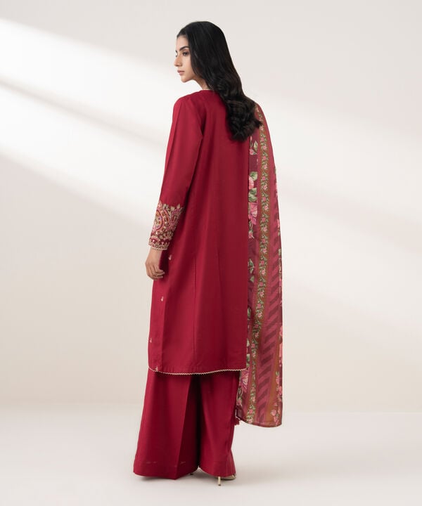 3 Piece - Embroidered Dobby Suit