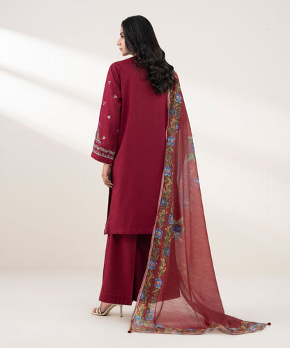 3 Piece - Embroidered Dobby Suit