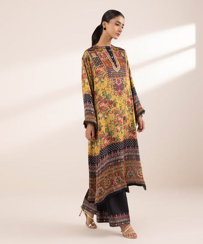 2 Piece - Embellished Silk Suit (Stitched)