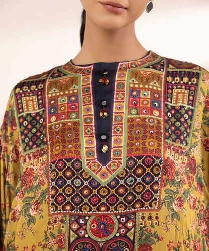 2 Piece - Embellished Silk Suit (Stitched)