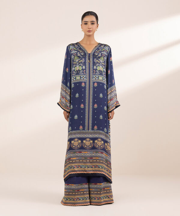 2 Piece - Embellished Silk Suit (Stitched)