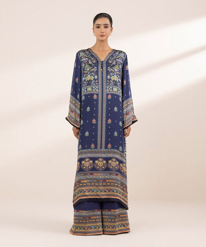 2 Piece - Embellished Silk Suit (Stitched)